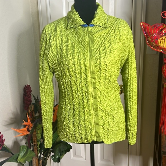 Ubu Blue & Green Quilted Colorful Abstract Zip Up Jacket with 2  Pockets M - Picture 4 of 10